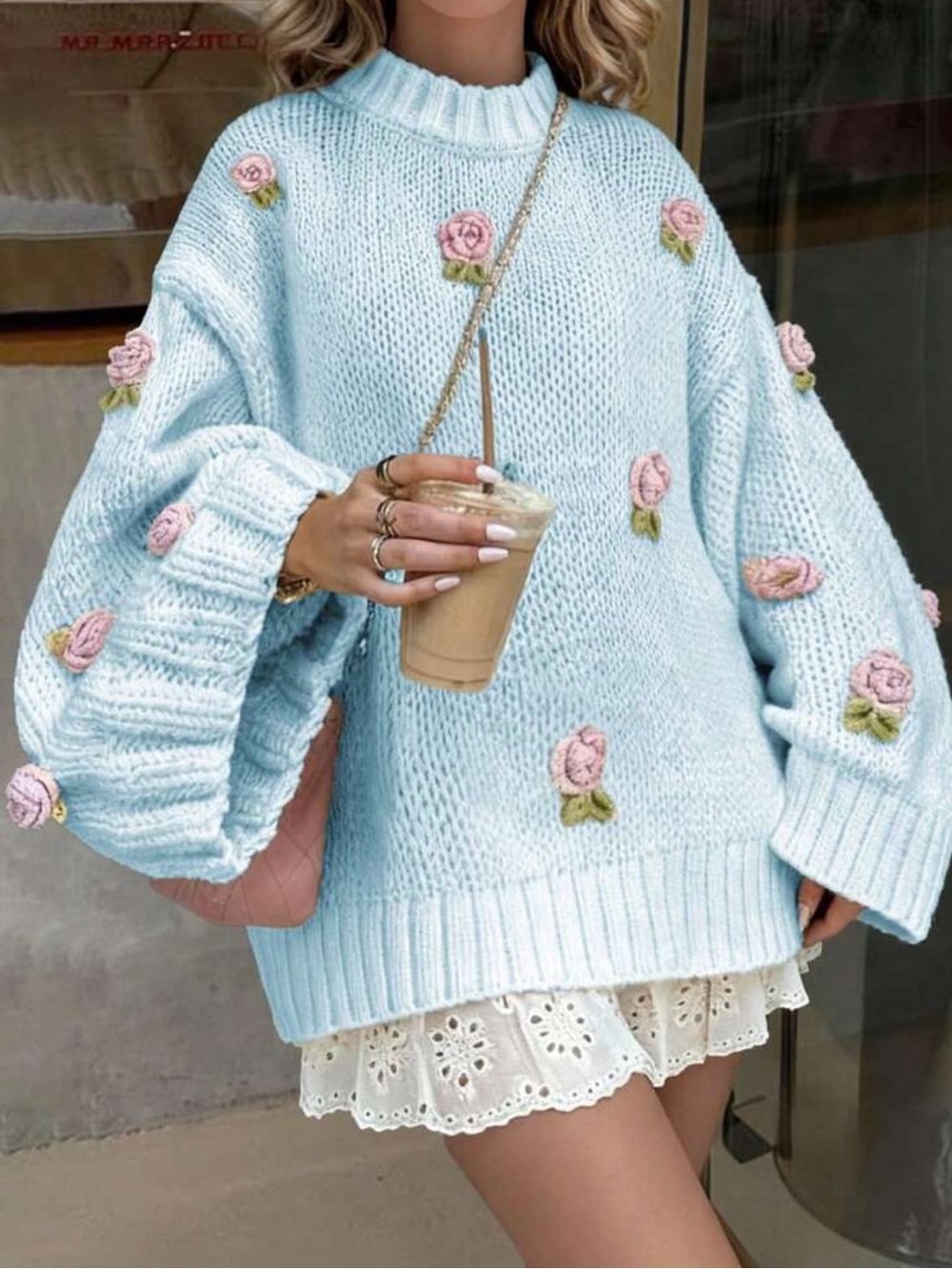 Women's Autumn Casual Cute Sweater, Embroidered 3D Floral Long Sleeve